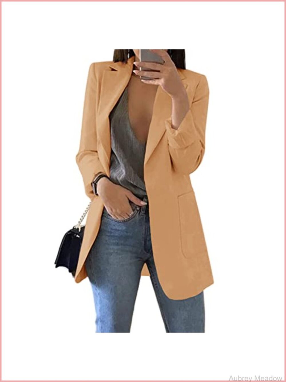 Open Front Long Blazer Business Casual Lapel Collar Office Wear S-2XL